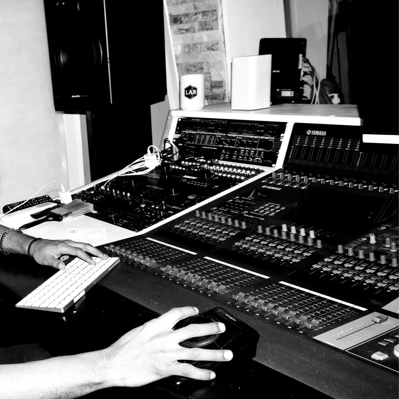 The Traphouse Studios mixing desk and monitors
